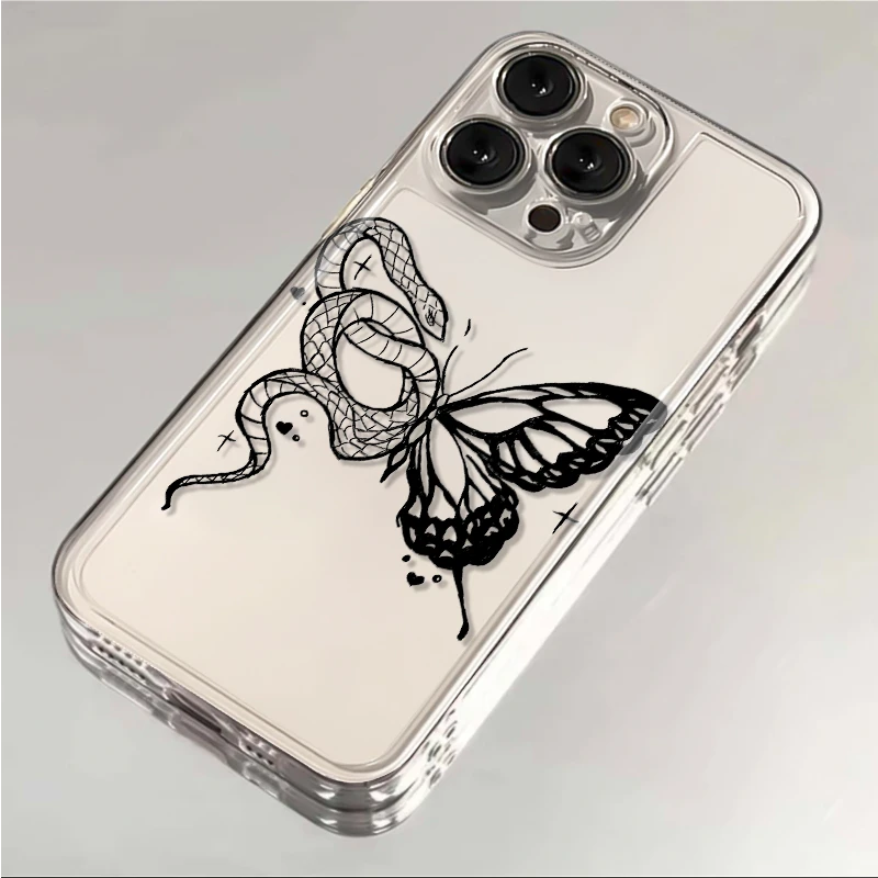 蝴蝶与蛇适用iPhone15/14/13/12手机壳苹果小米oppovivo华为软潮