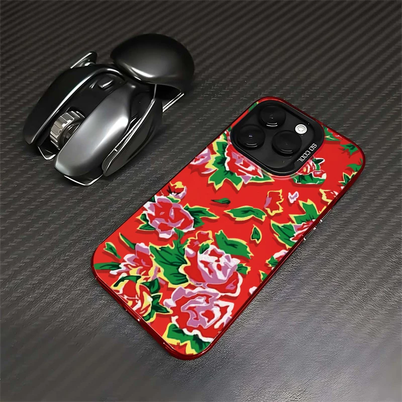 东北大花布适用15苹果14promax手机壳iPhone13/12/11磨砂xr/x创意
