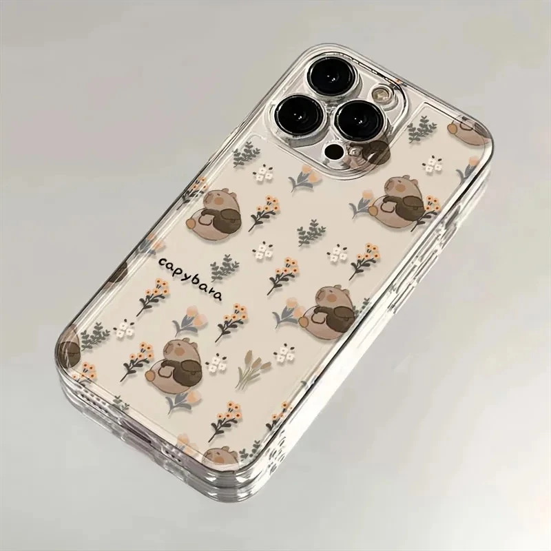 背包水豚苹果14手机壳iPhone15promax12/8SE新款7plus硅胶xs/11/x