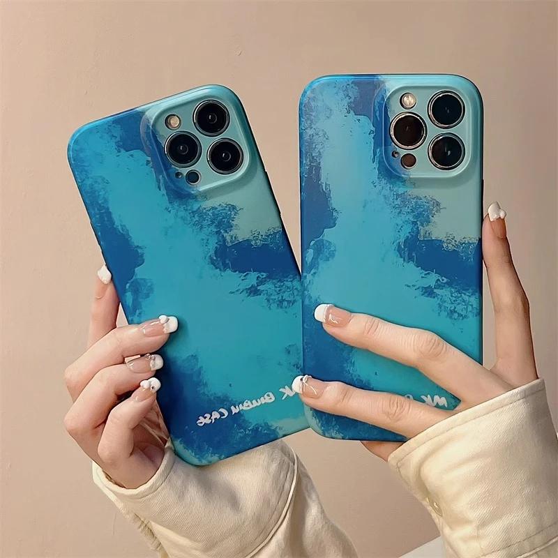 苹果/华为/荣耀/小米/oppo/vivo邓为同款蓝色大海菲林硬壳手机壳