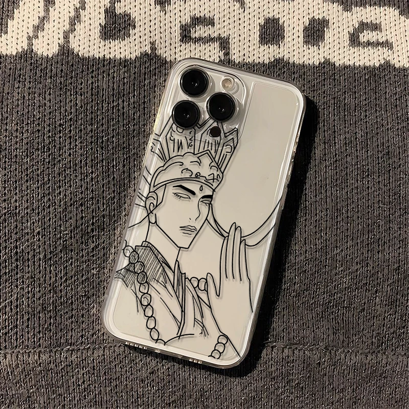 线条唐僧苹果oppo小米vivo华为iPhone15手机壳14promax太空13软壳