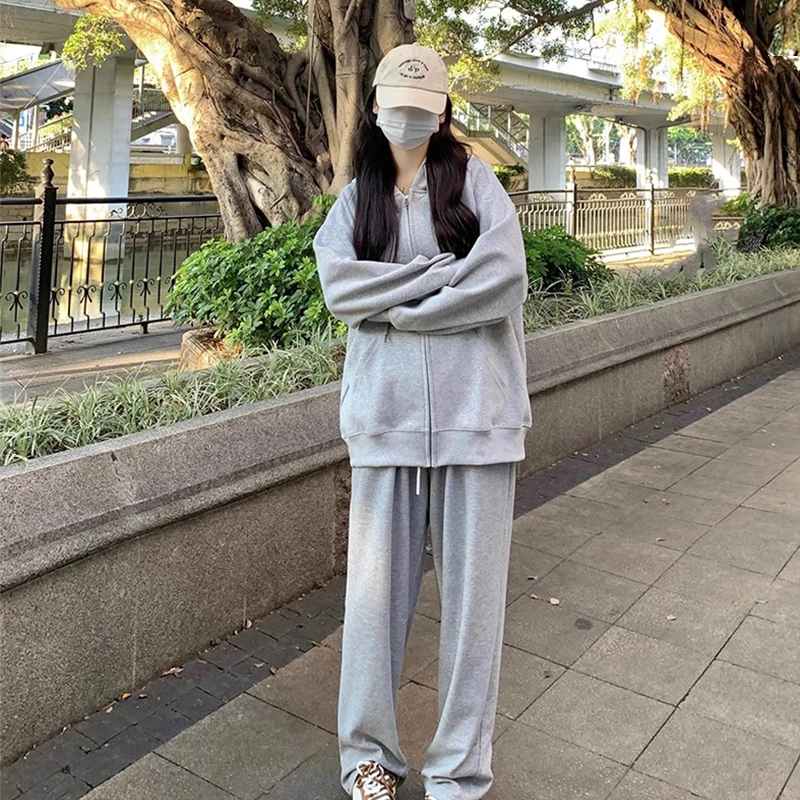 早春卫衣外套女春秋2025年新款套装春季开衫春装韩系慵懒风厚连帽