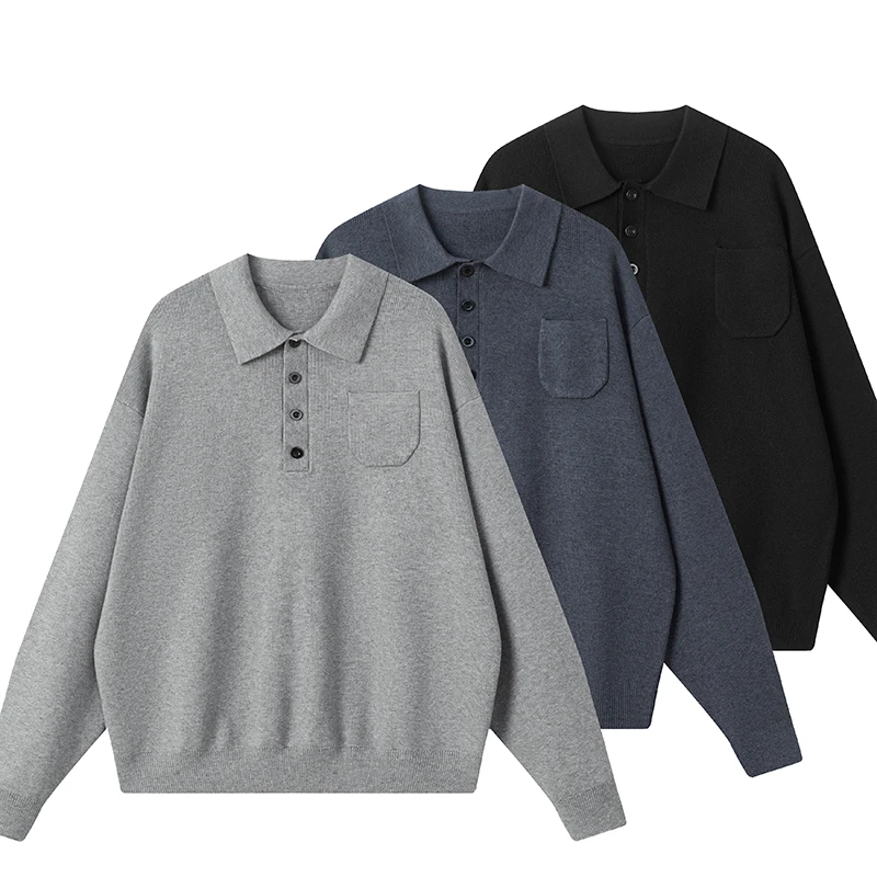 【戎驰】秋冬男式毛衣POLO领高级感潮时尚休闲加厚打底外穿针织衫