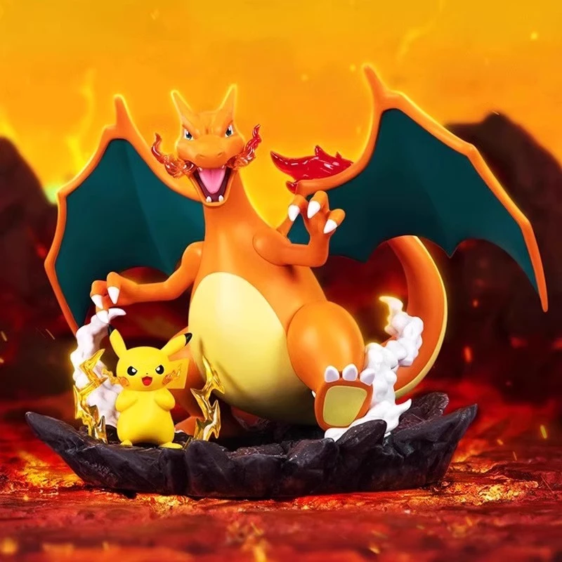 玩乐主义正版授权宝可梦皮卡丘与喷火龙手办潮玩摆件礼物中尺寸