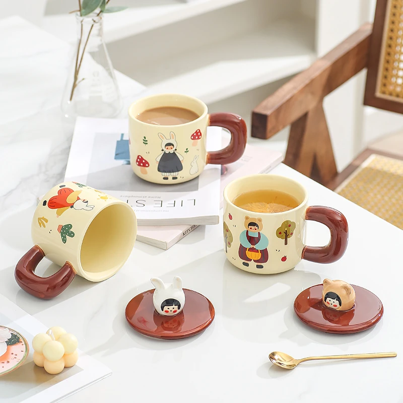 奶fufu马克杯日式陶瓷咖啡杯情侣杯子家用高颜值生日礼物水杯带盖