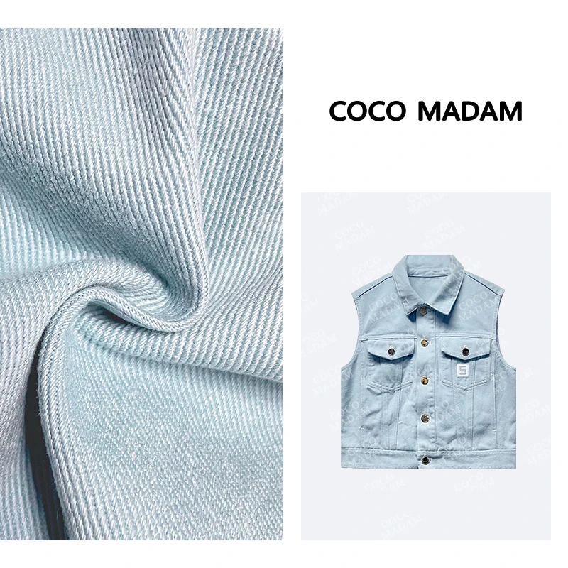 《An ni》Ani-B074 时尚冰川蓝牛仔女夏季复古辣妹风穿搭POLO领马甲