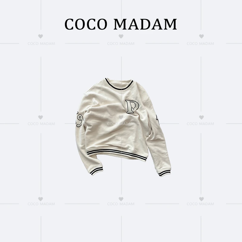 《An ni》Ani-B313 圆领字母刺绣宽松卫衣