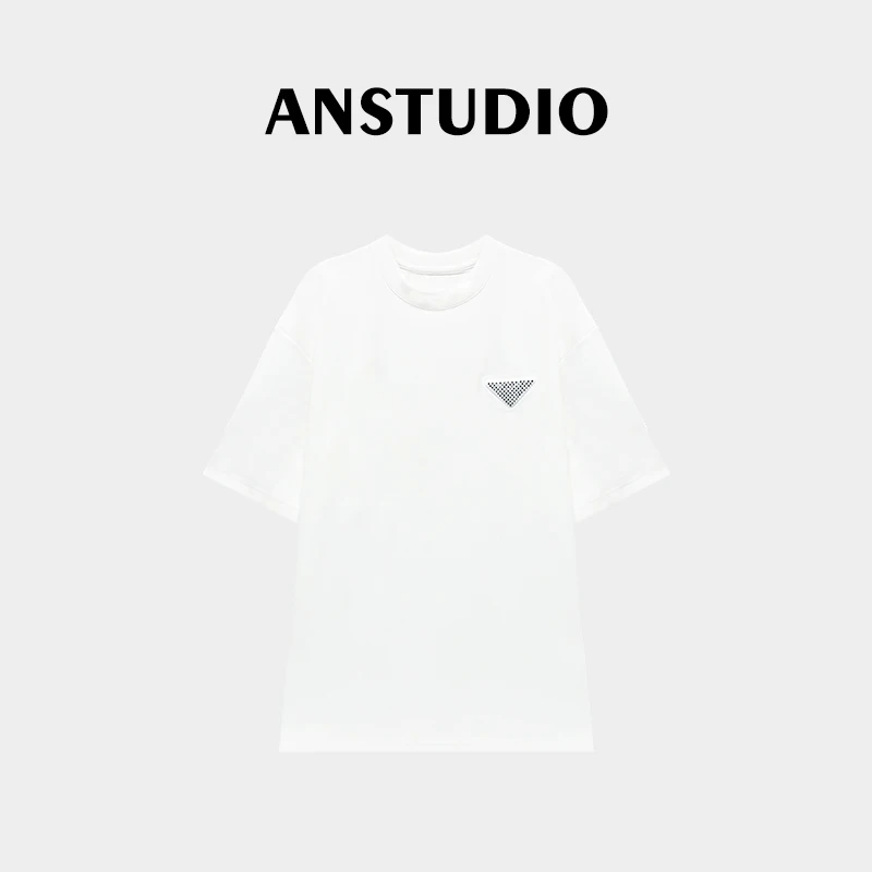 ANNI · Ani-A624新款时尚倒三角镶钻圆领百搭短袖T恤