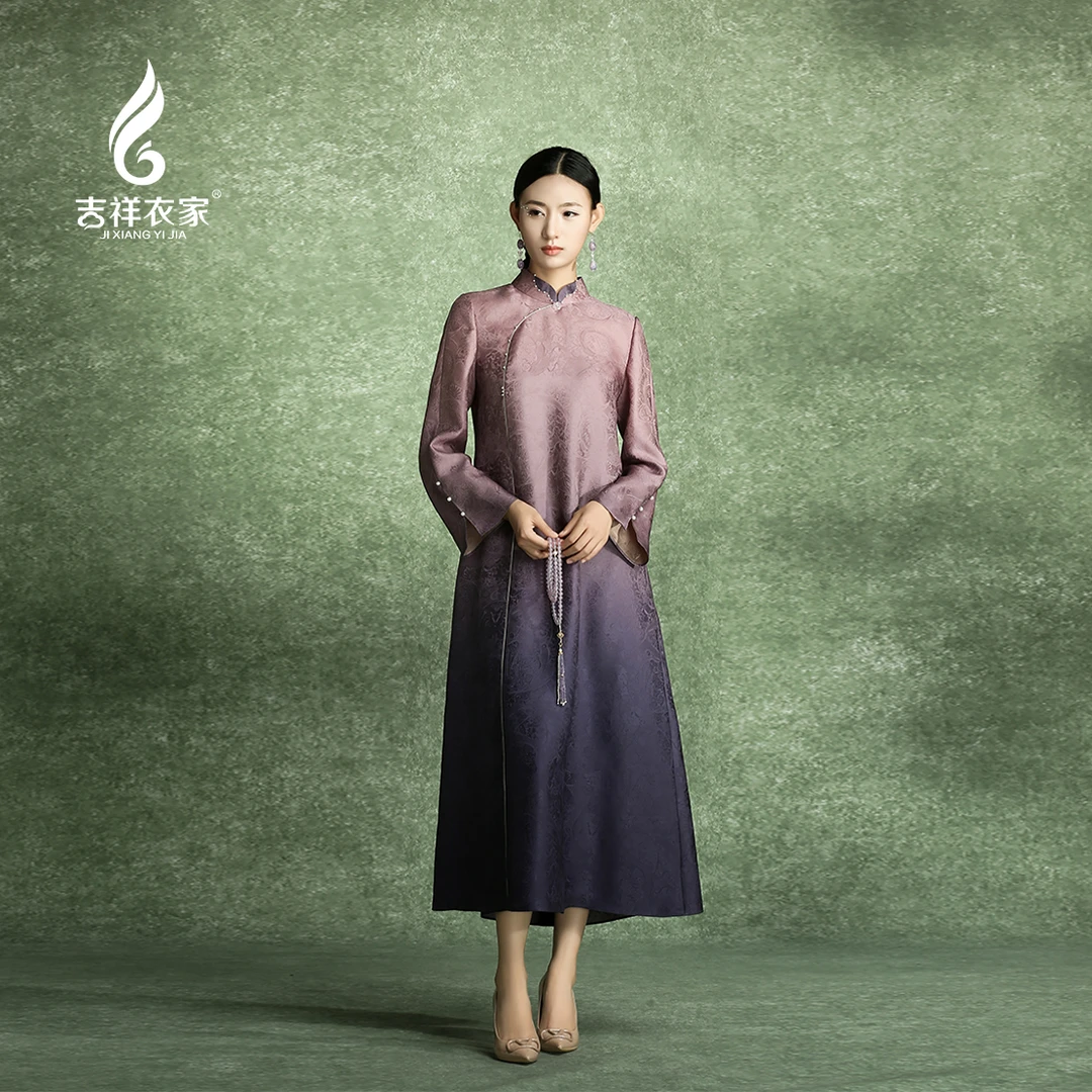 JIXIANGYIJIA/吉祥衣家炉烟双袖紫（连衣裙）943237085