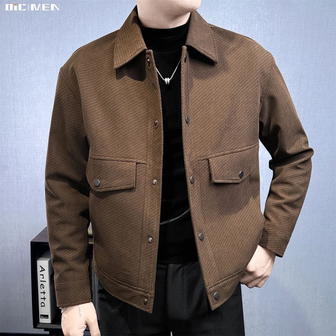 毛呢轻奢夹克男士休闲外套男装秋冬款高级感帅气加厚翻领男款外衣