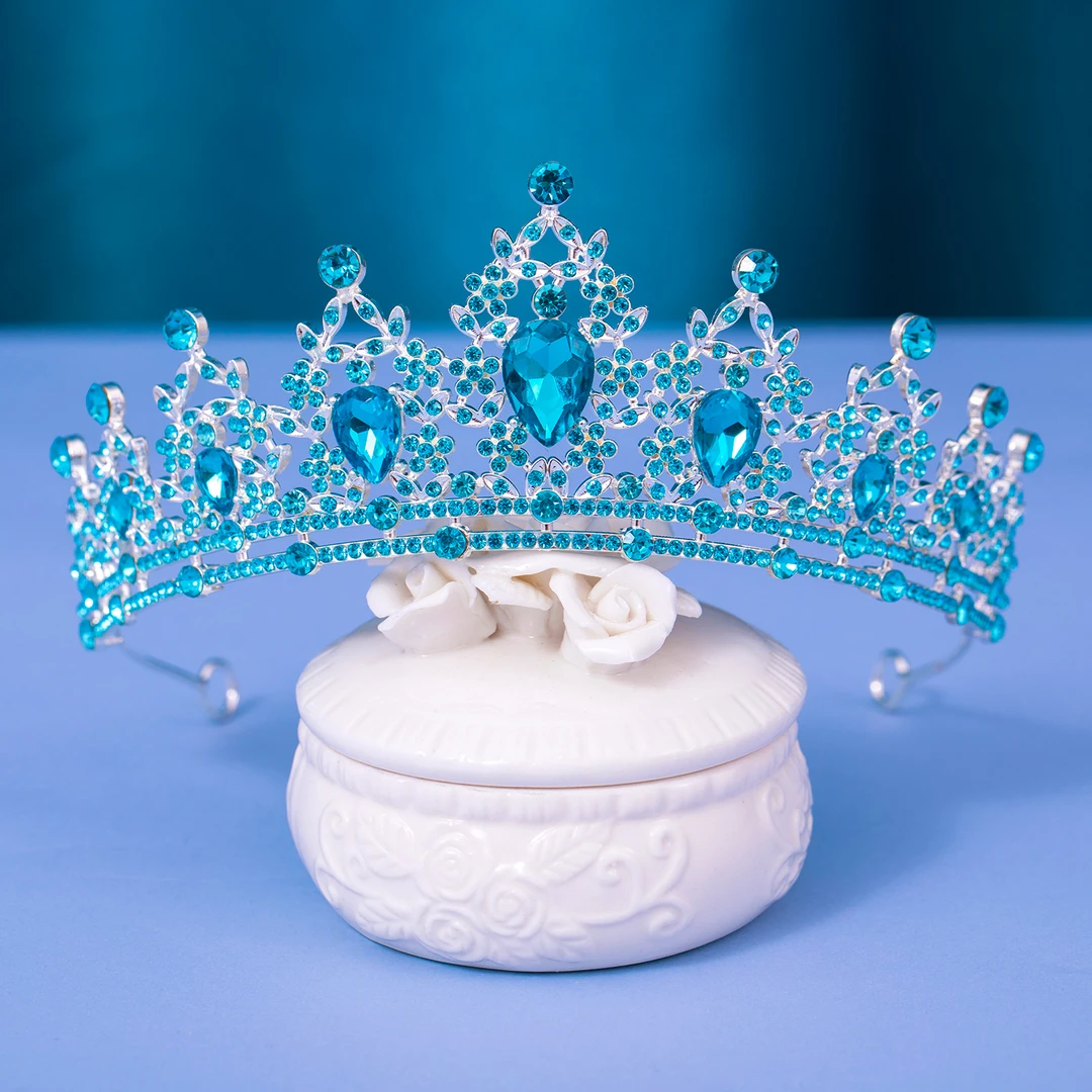 皇冠头饰儿童公主粉色女孩高端水钻生日王冠女童演出水晶走秀发箍