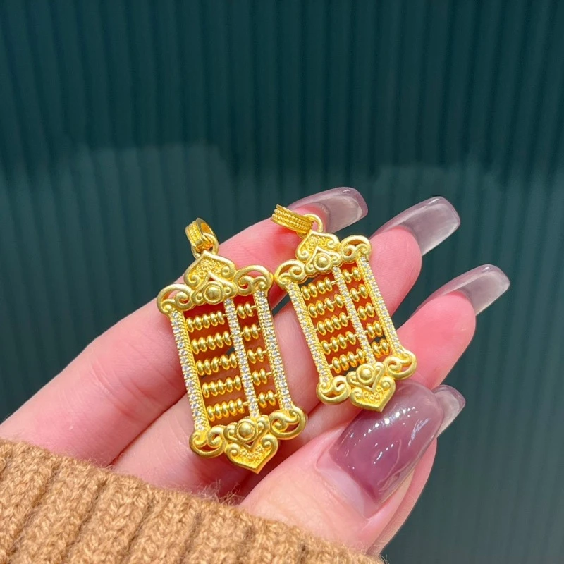 铜合金项链 经典工艺如意微镶算盘吊坠气质仿项链新款简约时尚