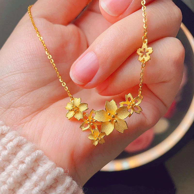 铜合金项链 三生花项链吊坠女款花月佳期花朵牡丹百合花套链