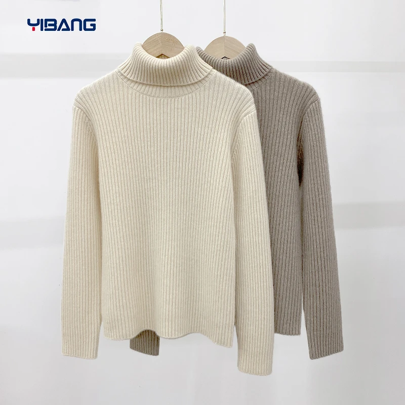 谊邦『康家小山羊绒』冬日暖阳~堆堆领高领厚款两翻领针织上衣女士