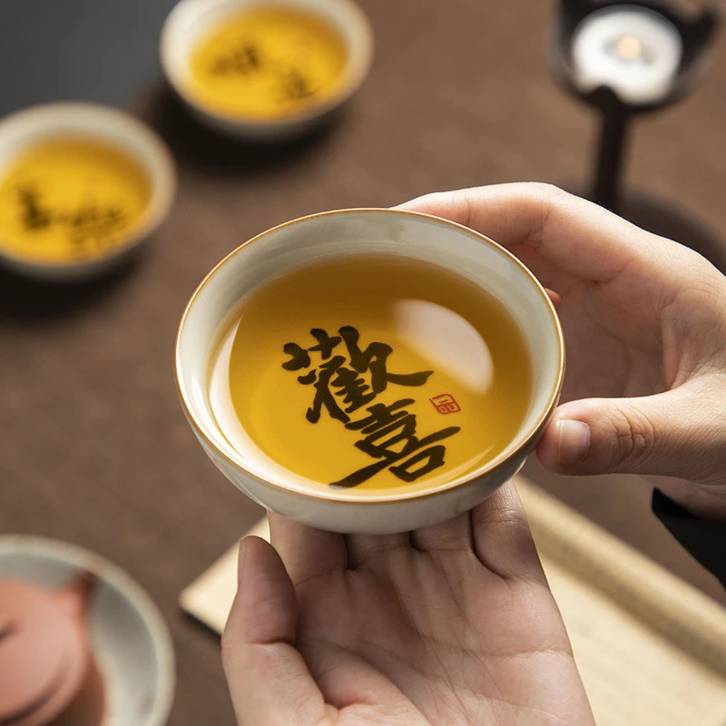 汝窑茶杯主人杯个人专用功夫茶盏品茗喝茶普洱杯茶碗复古创意个性