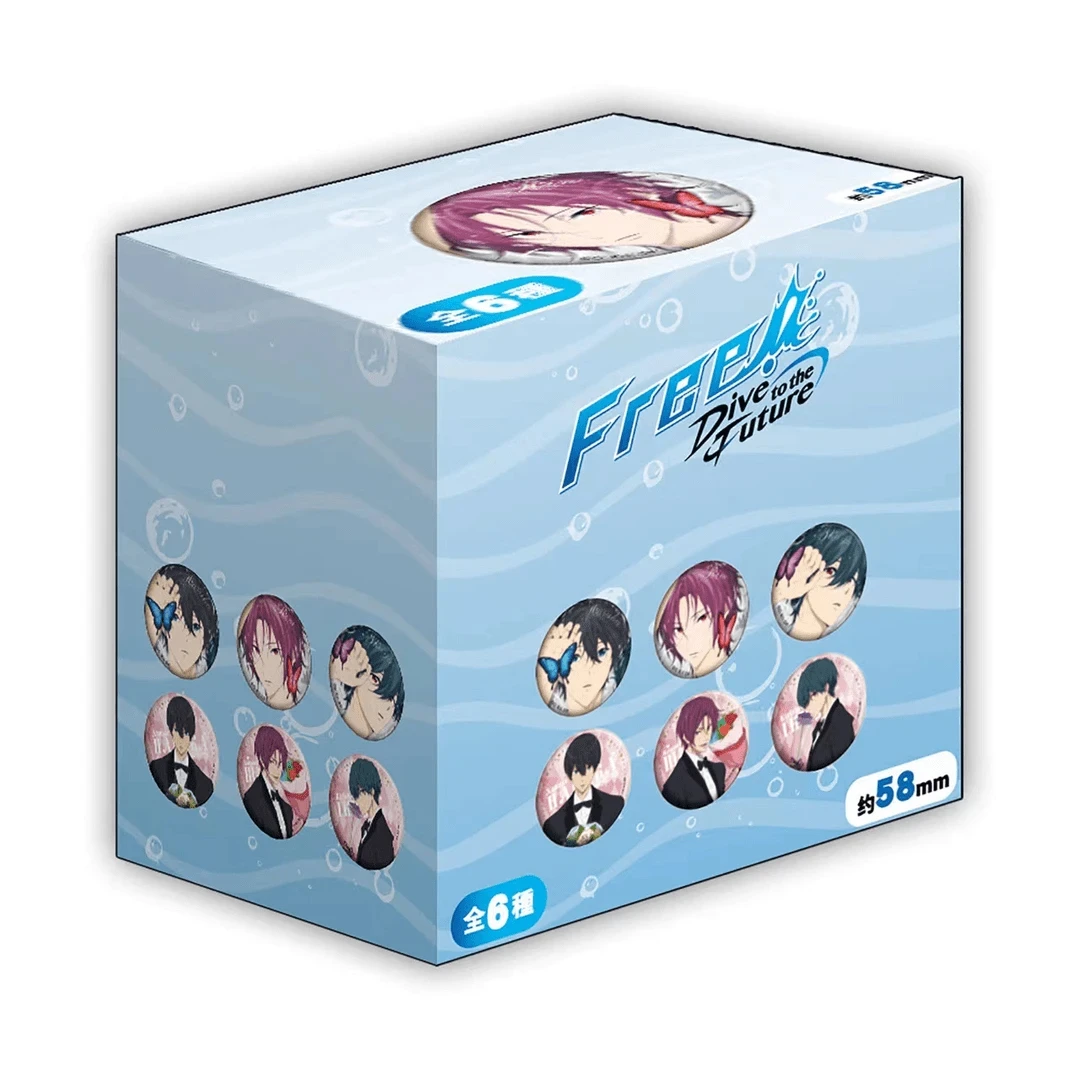 s拆包-漫序正版free男子游泳部蝴蝶西装吧唧徽章冰箱贴