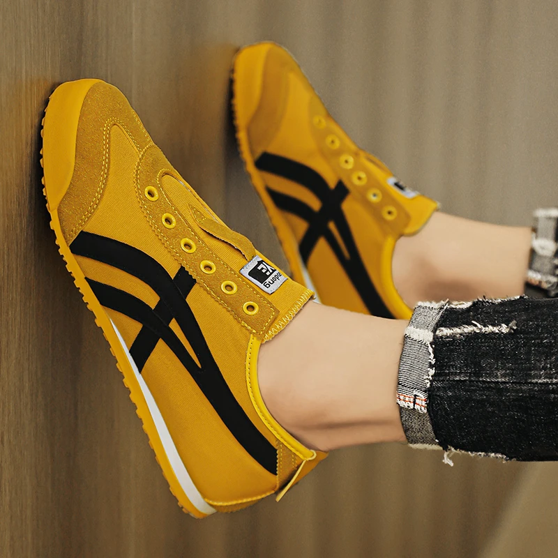 雅鹿男鞋秋季百搭透气懒人一脚蹬休闲平板鞋复古帆布运动阿甘潮鞋