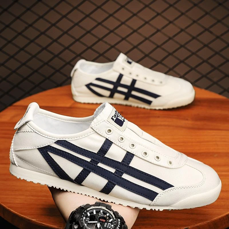 雅鹿男鞋秋季透气百搭一脚蹬男士休闲小白平板鞋帆布运动阿甘潮鞋