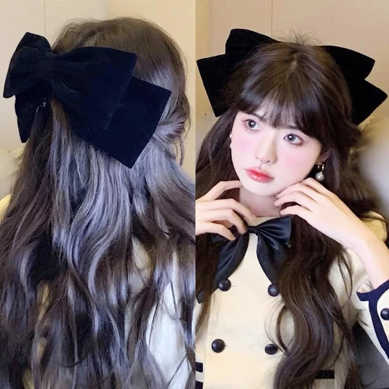 秋冬新款～30厘米超大号加大丝绒显脸小蝴蝶结发夹