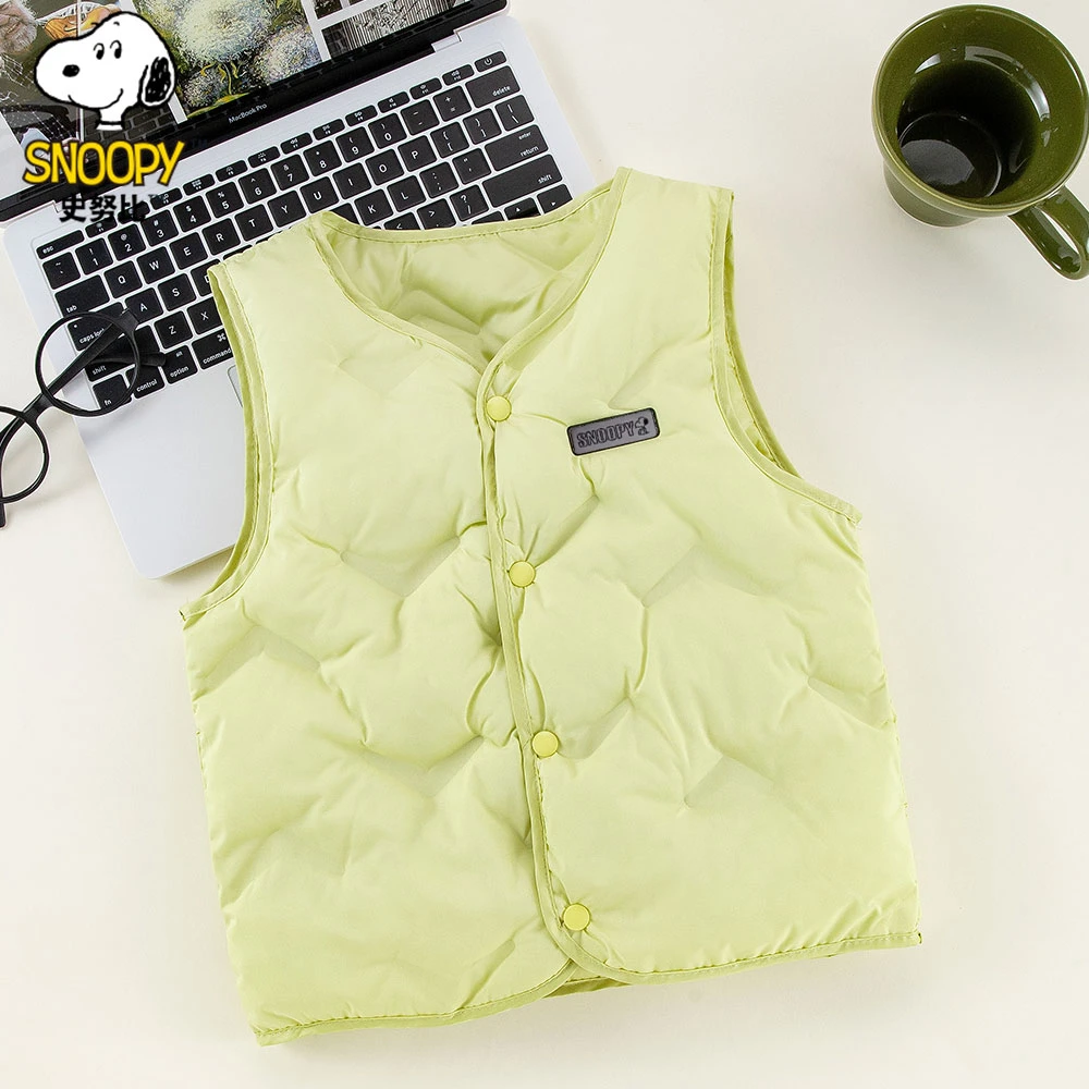 史努比2025新款儿童马甲绒秋冬男女童宝宝保暖棉坎肩加绒背心潮服