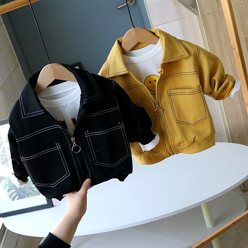 男童双层外套春款2023新款童装宝宝秋季儿童夹克小童秋装水洗棉潮