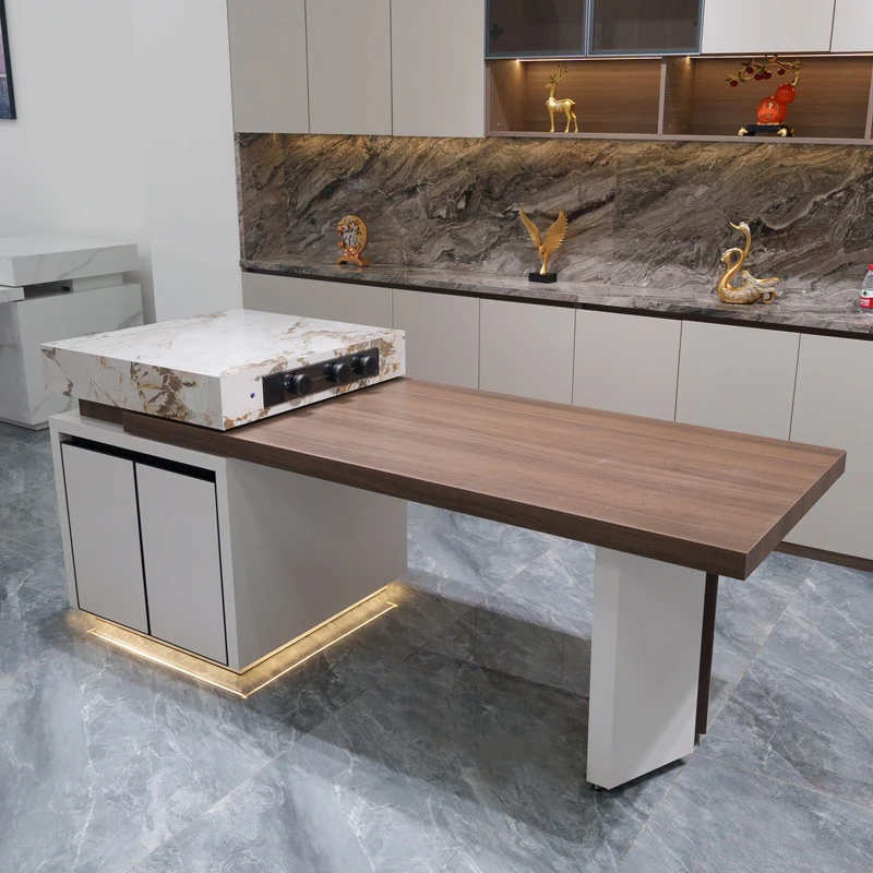 星耀岛台餐桌一体可伸缩开放式厨房中导台茶台吧台多功能家用