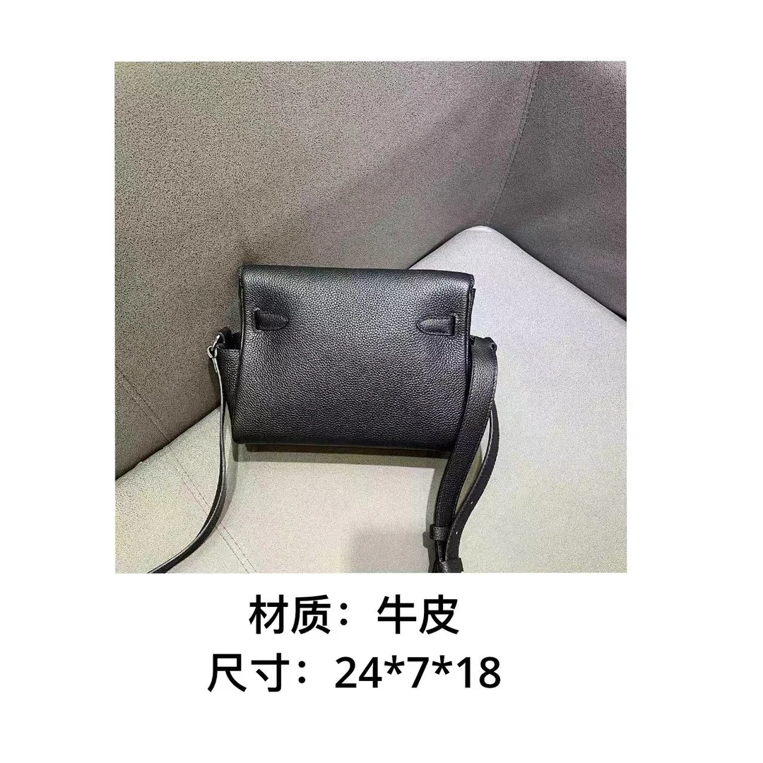 【A011-邮差包】新款时尚休闲百搭女士真皮黑色单肩斜挎包