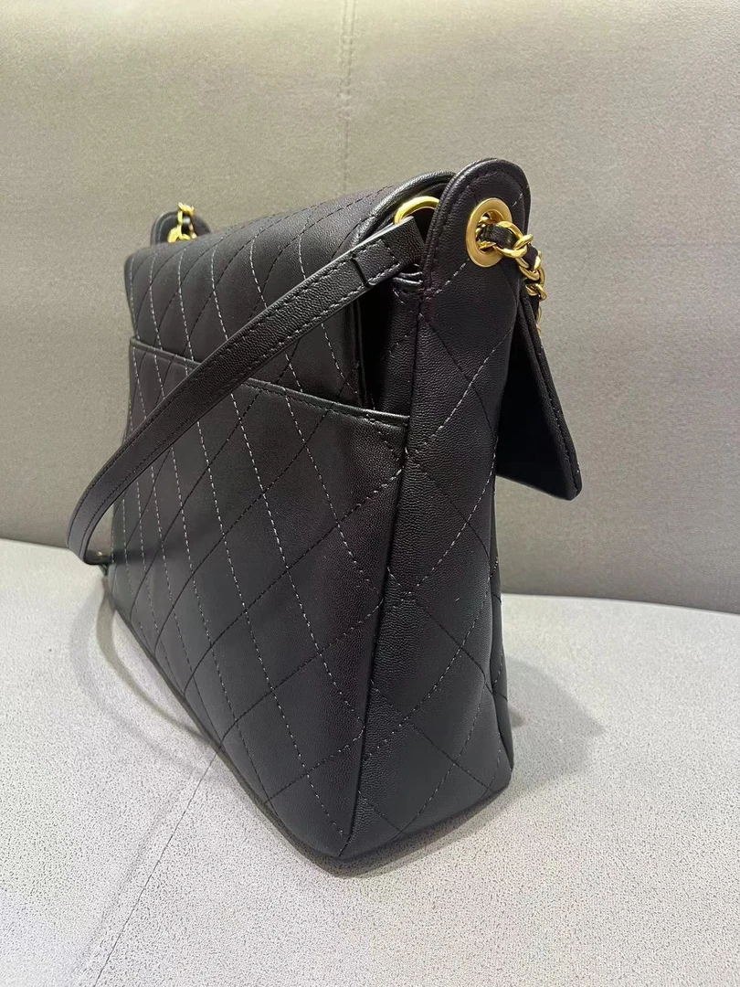 【B006-3860大号】黑色新款气质时尚轻奢百搭真皮手提单肩女士包包