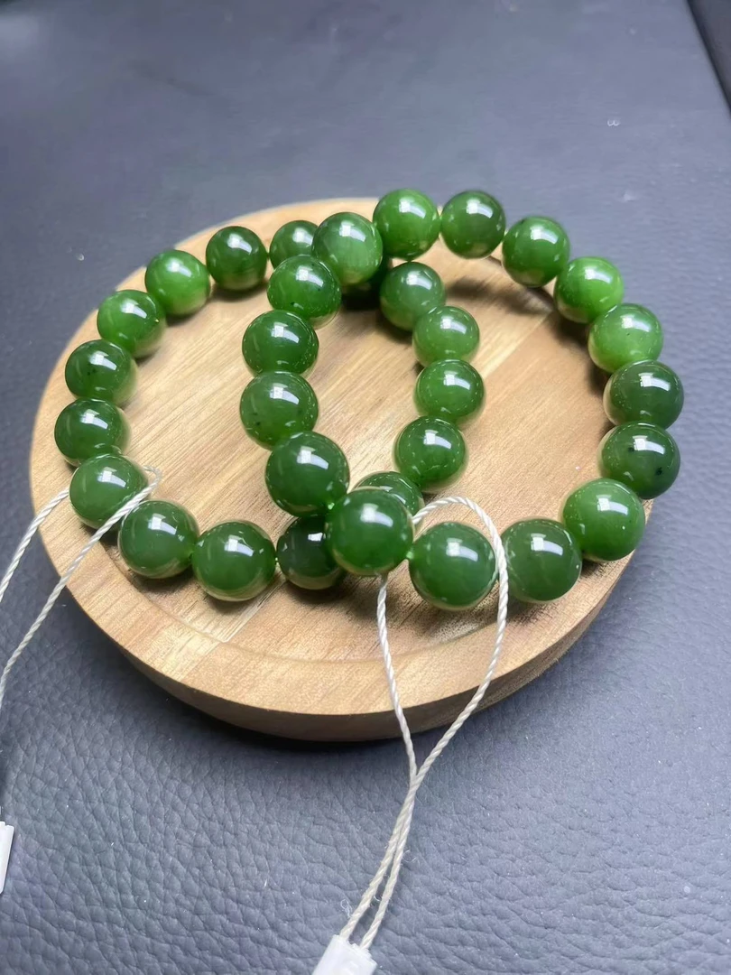 SC044和田玉俄罗斯七号老矿坑碧玉手串12+多样性发一