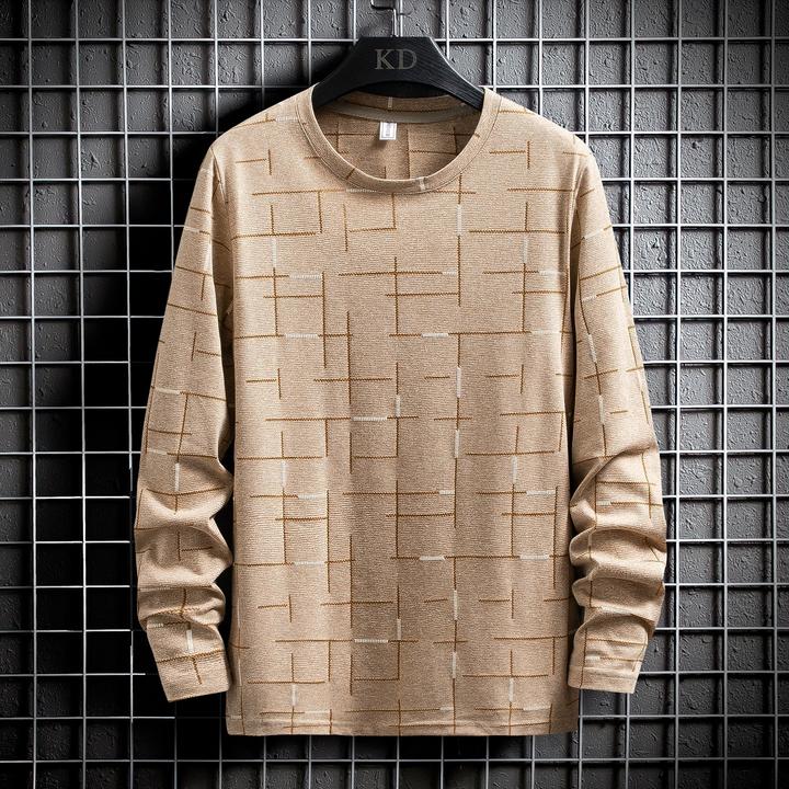 春秋新款男士时尚条纹细腻柔软亲肤大码百搭长袖卫衣