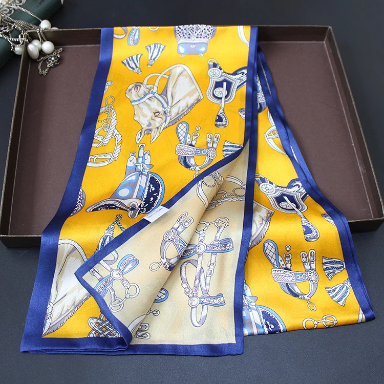 杭州丝绸真丝桑蚕丝长条丝巾女双面春秋小领巾飘带围巾送礼物礼品