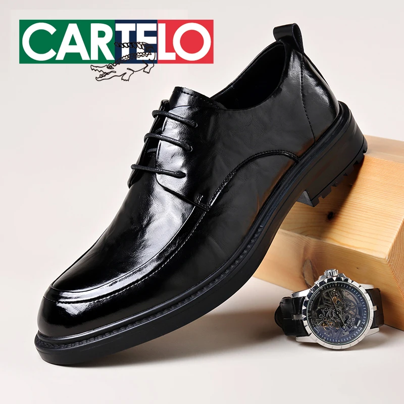CARTELO/卡帝乐鳄鱼商务休闲皮鞋男士百搭透气软底春季结婚新郎鞋