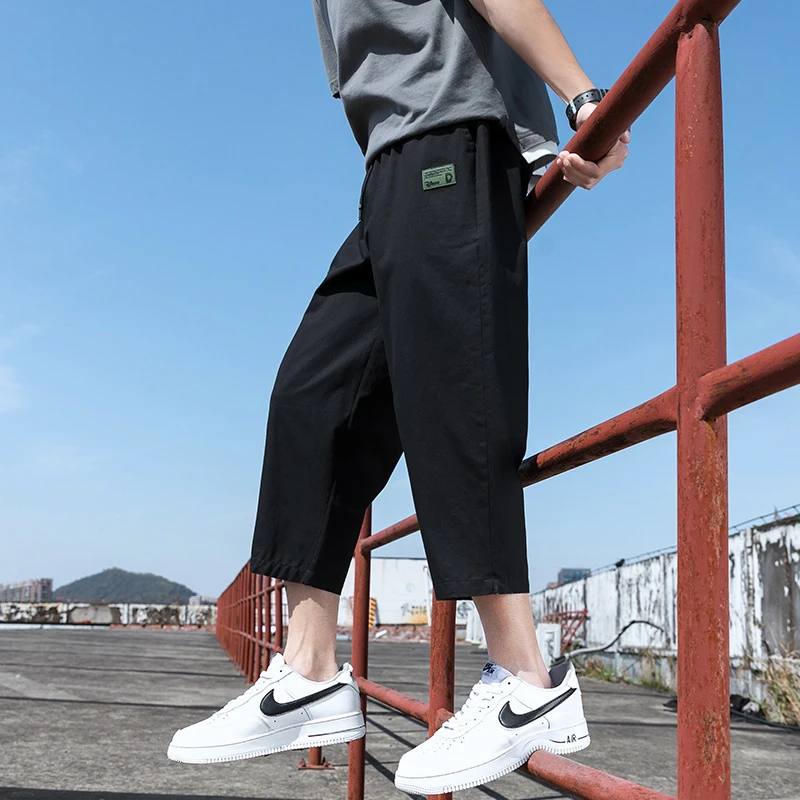 夏季八分裤青少年男孩薄款宽松休闲运动短裤高中初中学生七分裤子