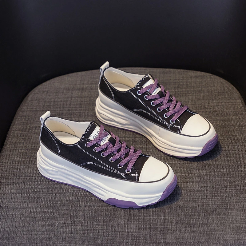 厚底帆布鞋女2025年新款休闲时尚百搭复古小众ins休闲运动小白鞋