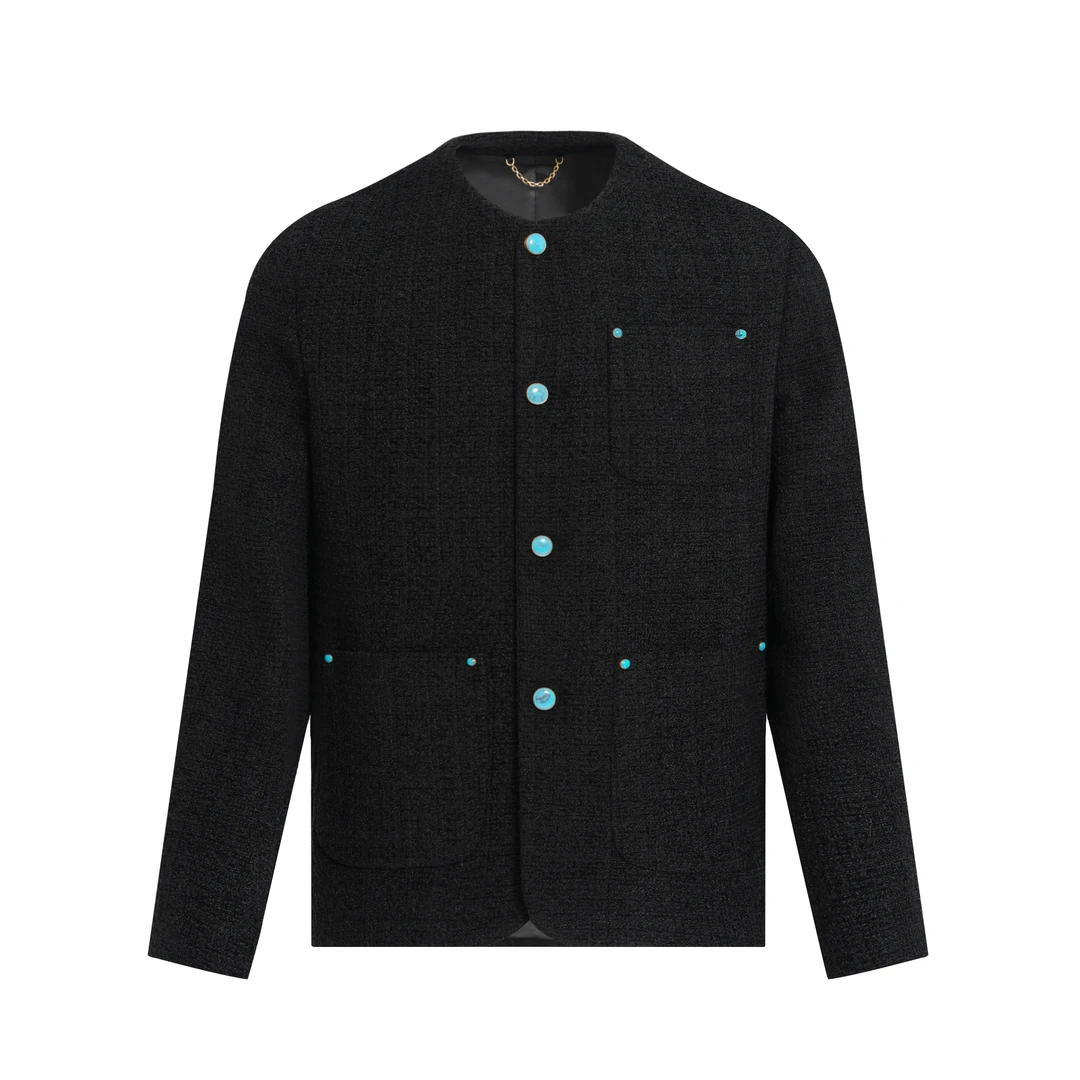 绿松石小香风夹克外套2024设计师款长袖男士外套秋冬外套SM30110