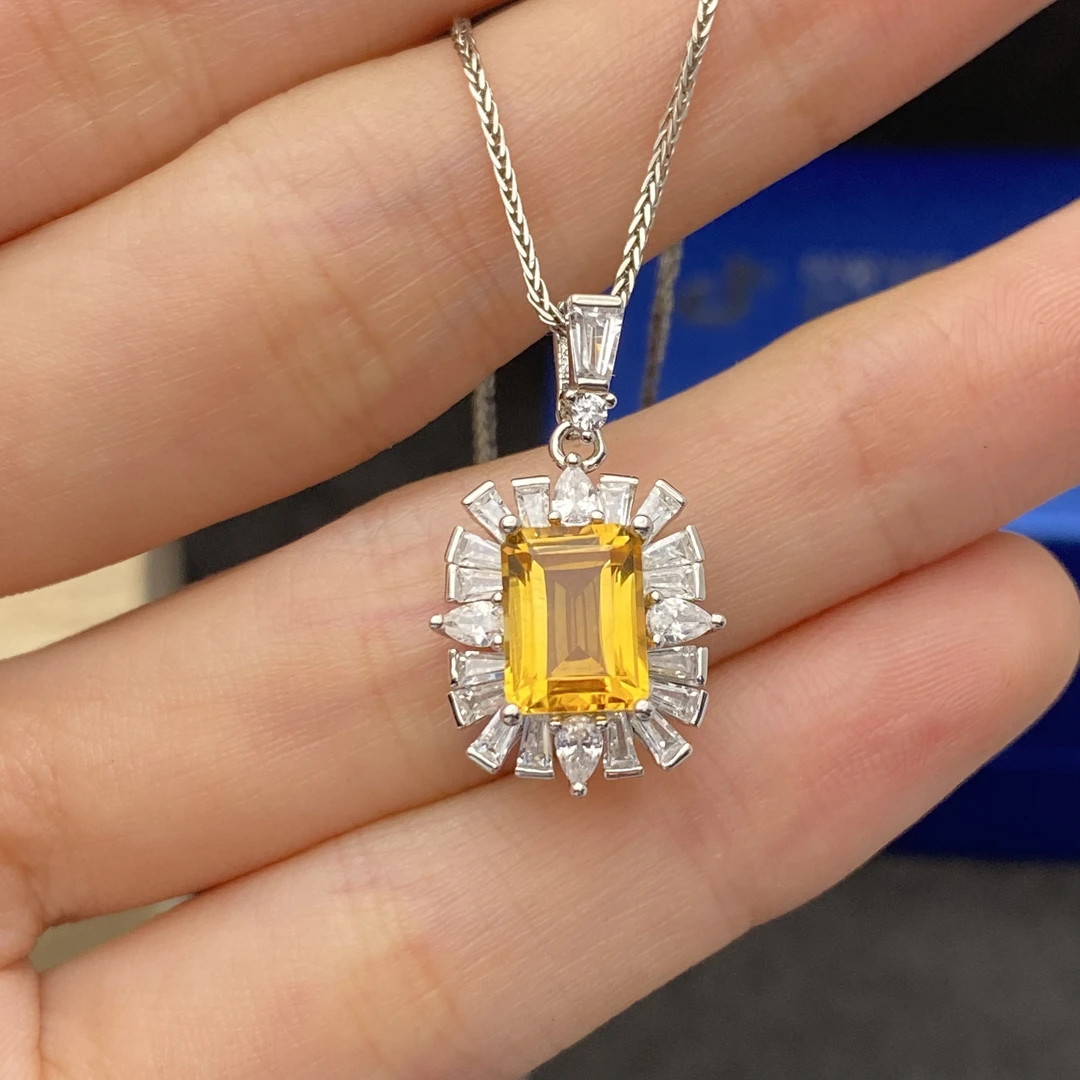 天然黄水晶吊坠（不含链）通体S925银精致秀气气质优雅时尚百搭