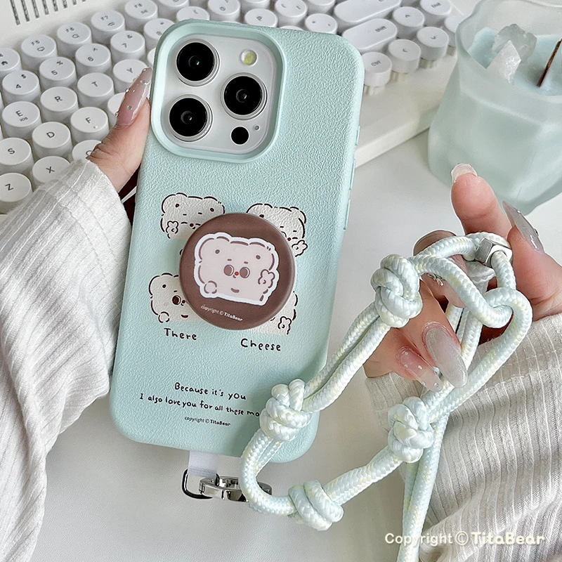 TitaBear小熊四连拍手机壳适用iPhone15Promax华为mate60可爱支架