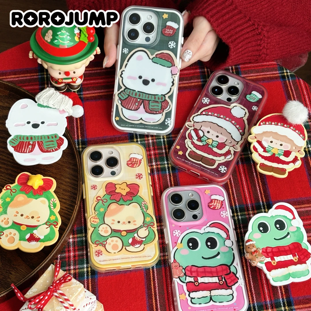 肉肉酱过圣诞系列苹果16磨砂手机壳适用iPhone15promax保护壳磁吸