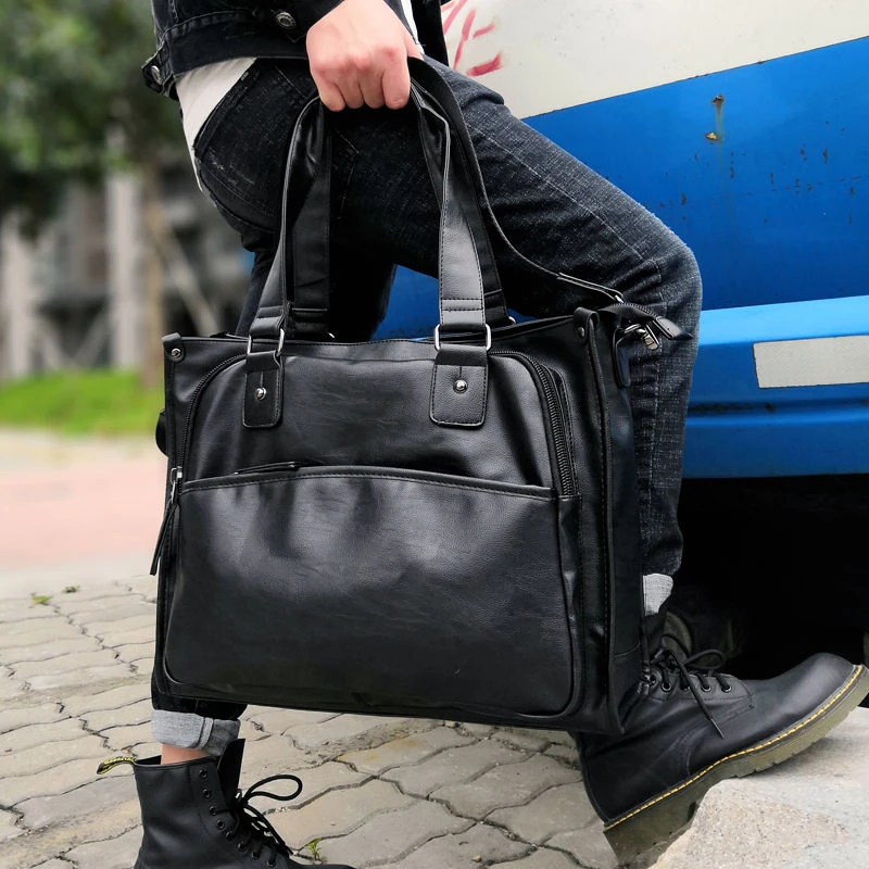 男士手提包新款牛皮真皮大容量休闲百搭单肩斜挎电脑包商务公文包