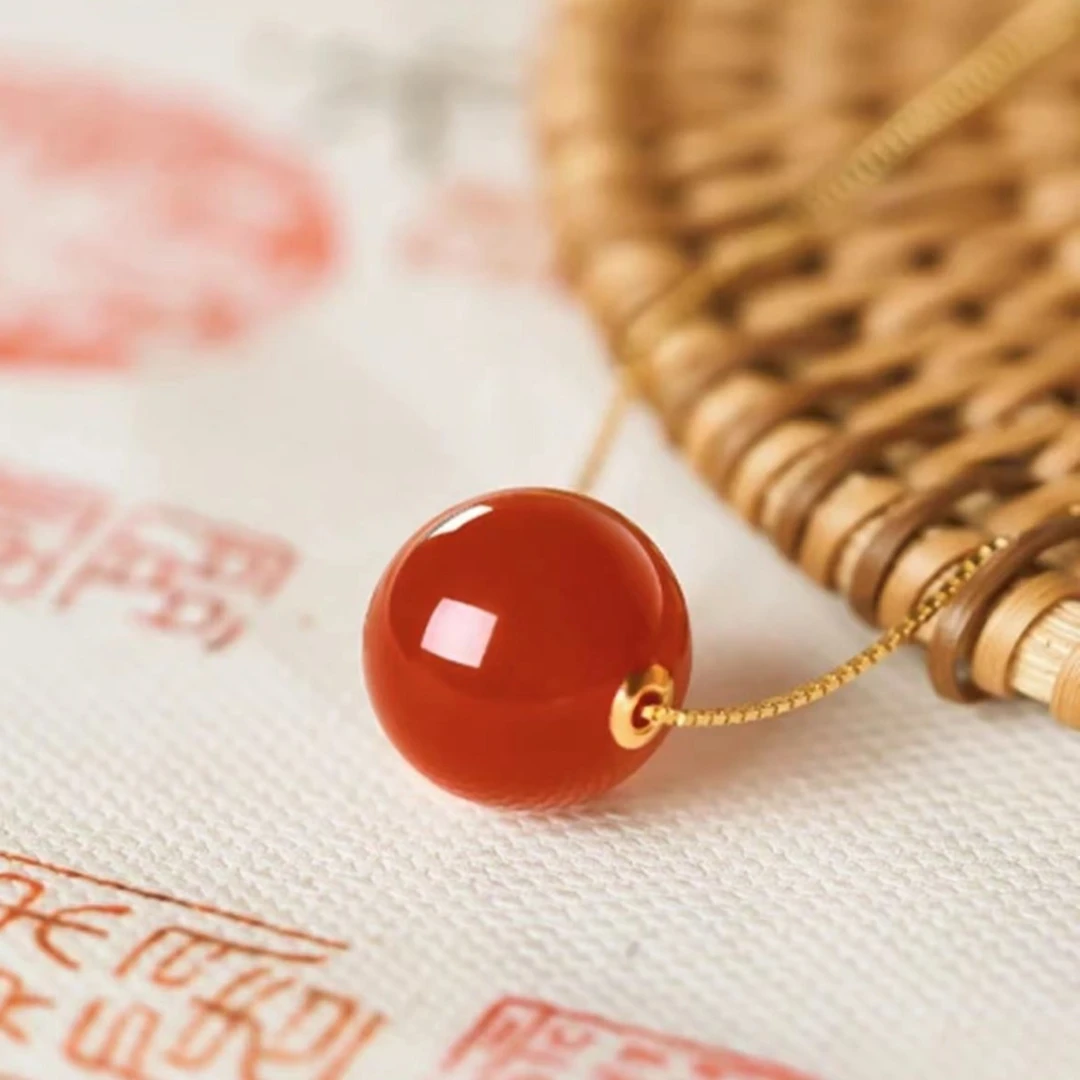 【杰哥专属】18K黄金镶嵌相思豆路路通玛瑙吊坠（赠包装，赠链）C112