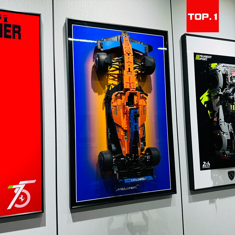 迈凯伦F1赛车玩具积木上墙画展示相框背景板模型收纳乐高画框