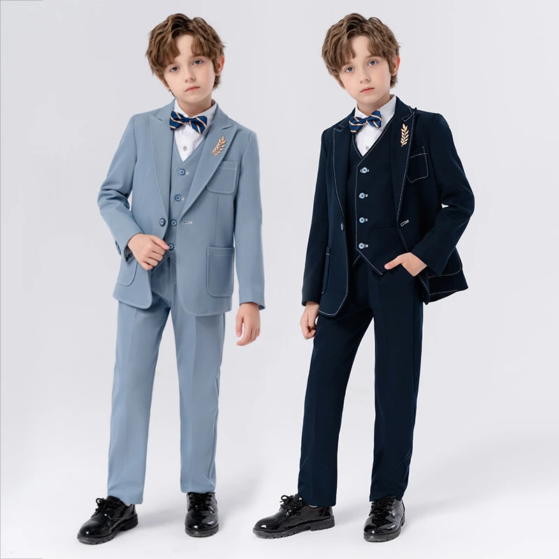 儿童西装套装2023秋季新款英伦绅士小西服男童帅气钢琴主持演出服