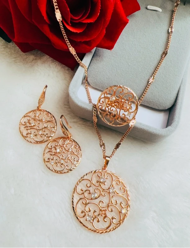 铜合金项链 parilar新款玫瑰金色长款毛衣链带钻民族风三件套735