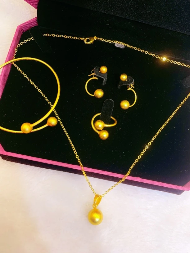 铜合金项链 parilar新款金色磨砂球款精美百搭素款四件套406