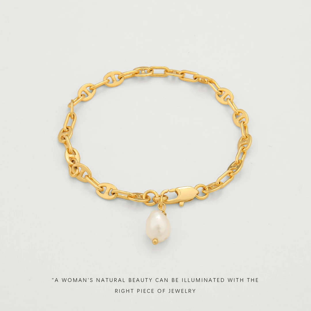 铜合金仿珍珠手链 经典简约气质百搭精致轻奢女手链F2757