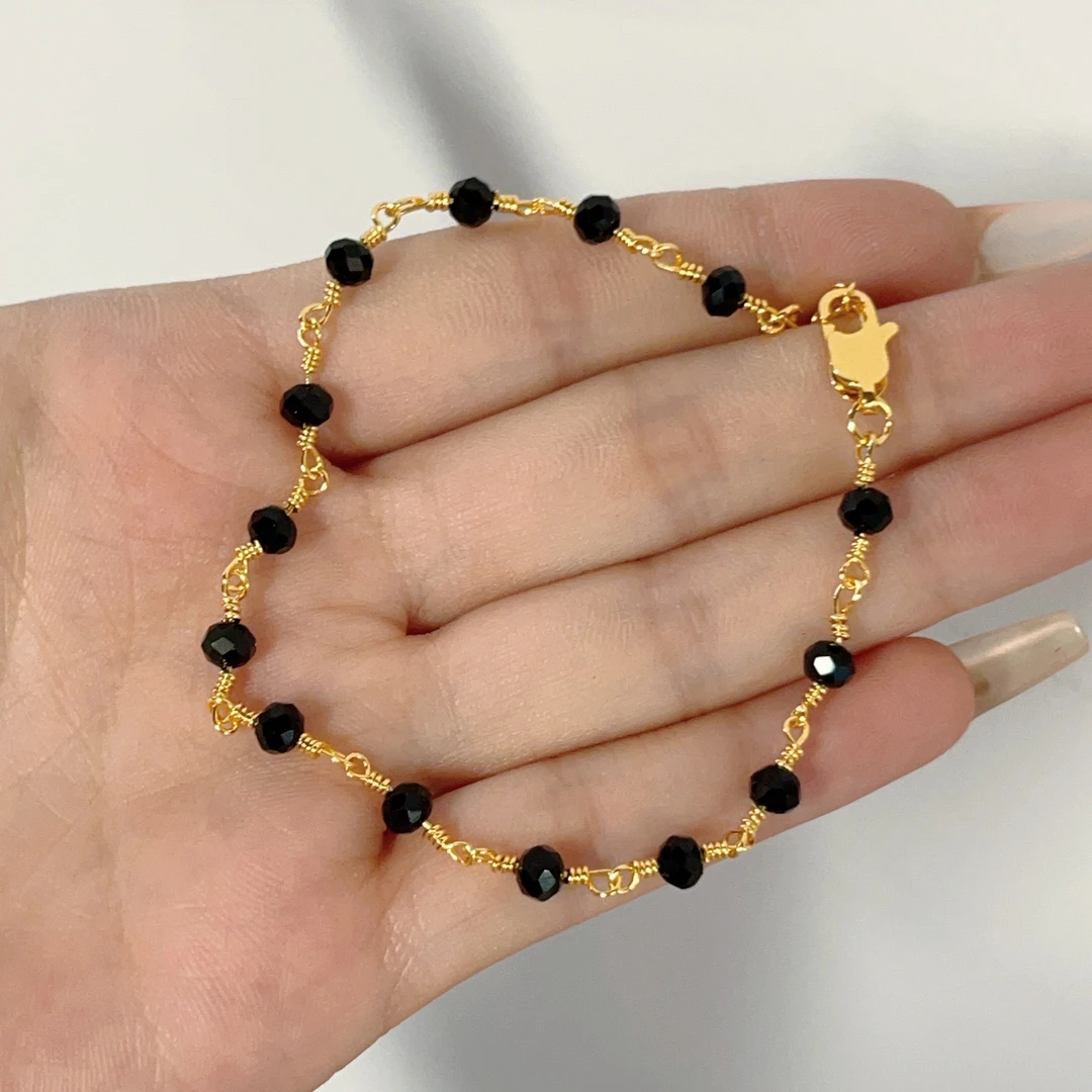 铜合金玻璃手链 经典简约气质百搭轻奢女手链F2557