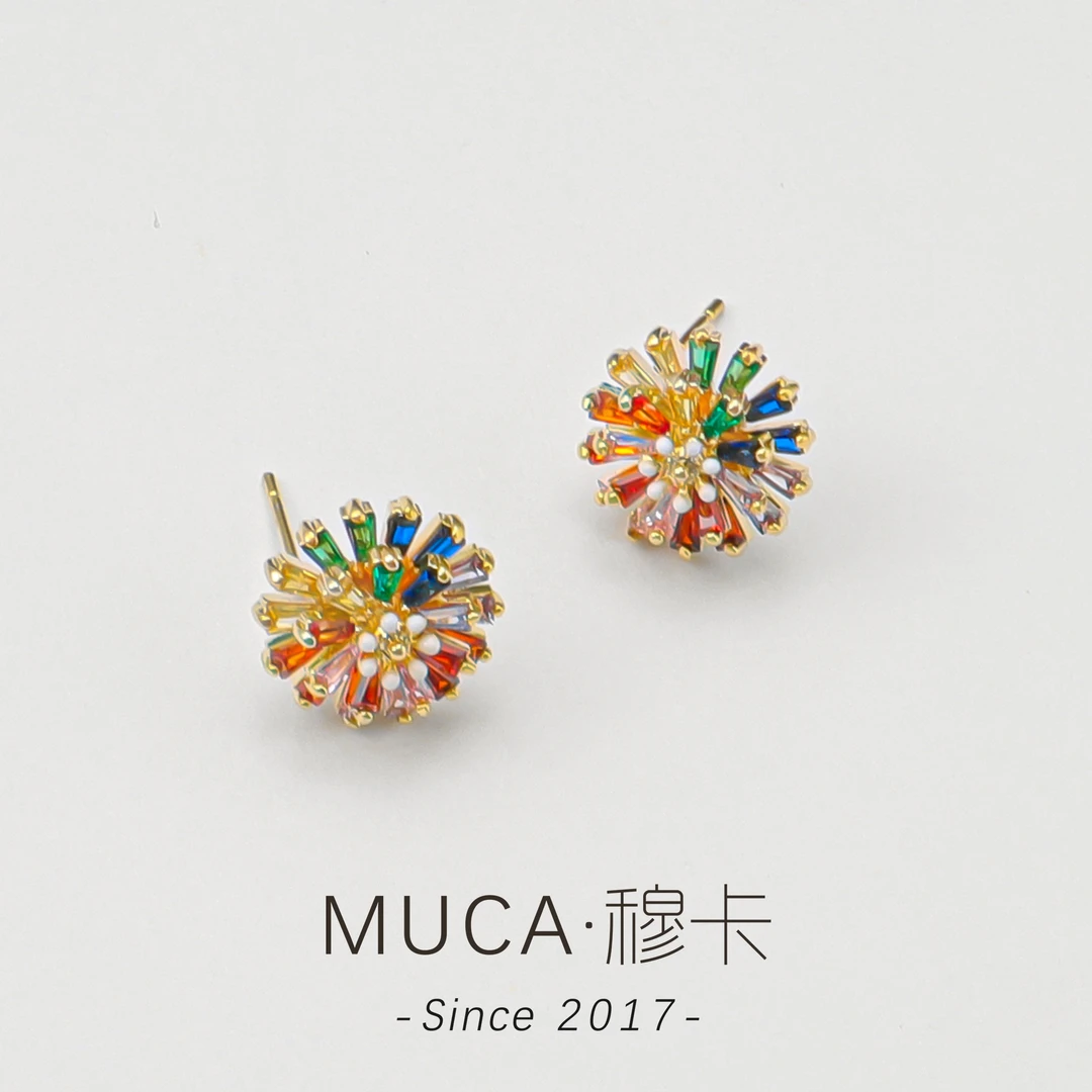 铜合金合成锆石耳饰 设计感时尚百搭气质轻奢简约女耳钉F2372