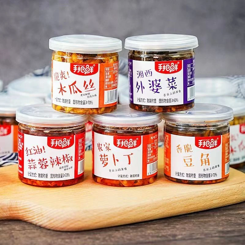手把鲜木瓜丝萝卜丁条酱腌菜蒜蓉辣椒外婆菜小罐装即食香辣下饭菜