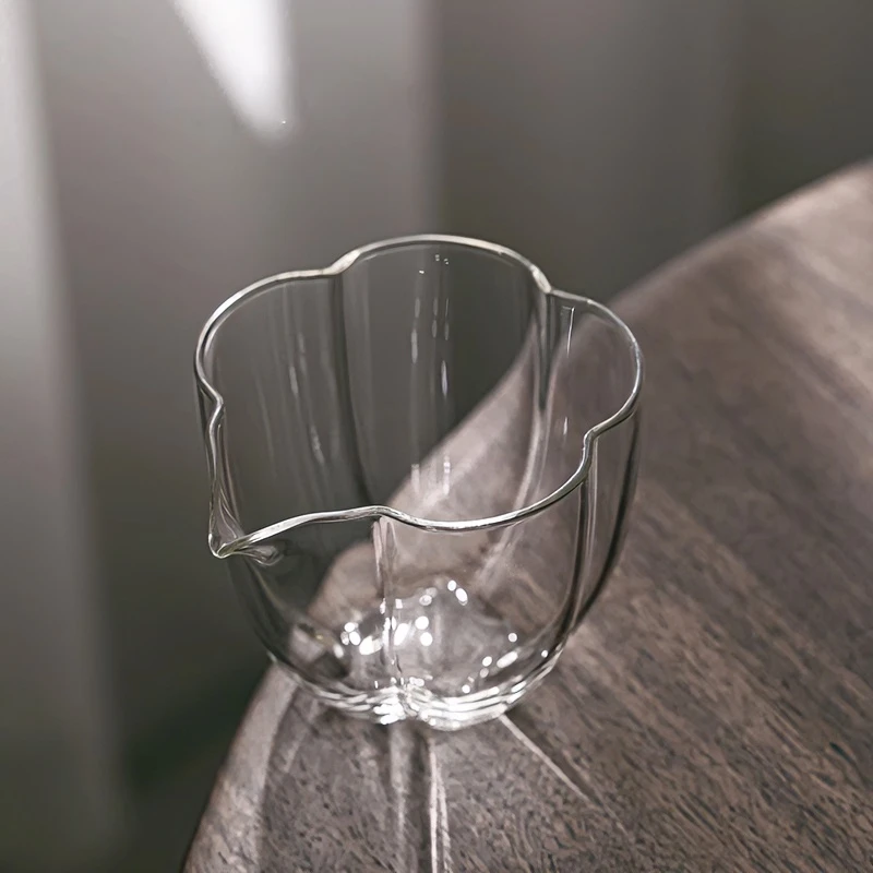 玻璃花瓣公道杯高透耐热分茶器茶海功夫茶具配件日式透明公杯加厚