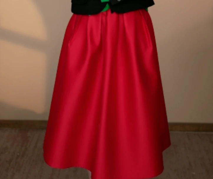 小井定制2【雾灰河畔】新款女装半身裙赫本百搭J24WA077-BQ-HONG